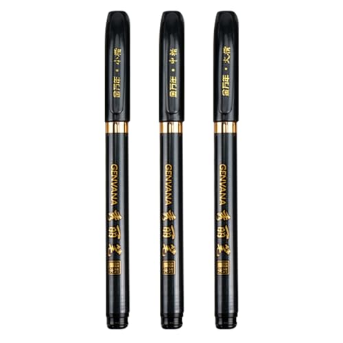 Maxmartt 3 Pcs Ink Pen Artist 3 Size Calligraphy Pen for Writing Drawing Chinese Japanese Calligraphy Shodo Brush Ink Pen Fineliner Pens Calligraphy Set for Beginners