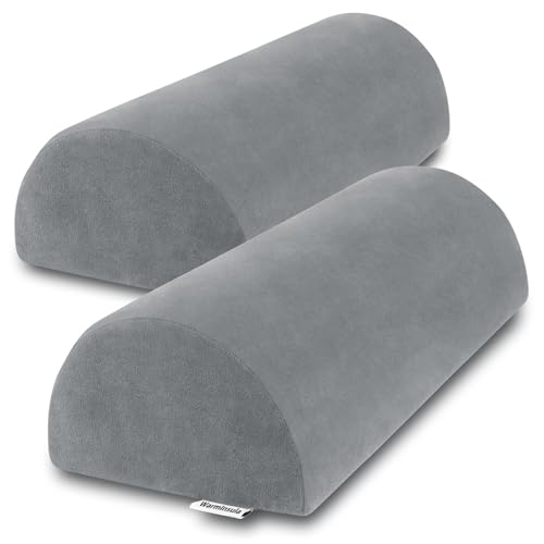 Half Moon Pillow, Memory Foam Leg Pillows for Sleeping Boster Pillow for Legs Knee Lumbar Support, Semi Roll Pillow for Ankle Rest and Foot Comfort, 2 Pack