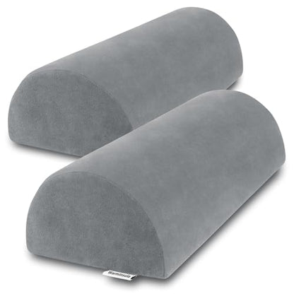 Half Moon Pillow, Memory Foam Leg Pillows for Sleeping Boster Pillow for Legs Knee Lumbar Support, Semi Roll Pillow for Ankle Rest and Foot Comfort, 2 Pack