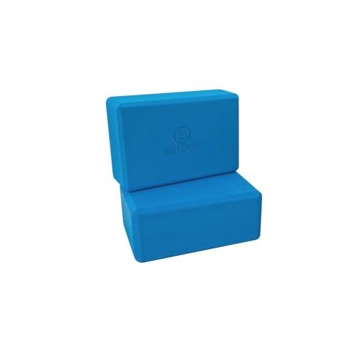 Body Sport High Density Foam Yoga Block (2-Pack) for Home & Gym - Exercise Equipment for Stability & Core Training - color: Blue, size: 3-Inch