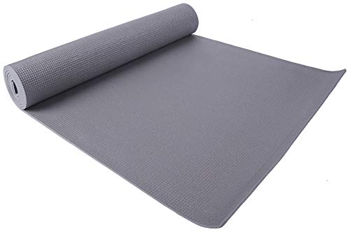 Fitvids All Purpose 1/4-Inch High Density Anti-Tear Exercise Yoga Mat with Carrying Strap, Multiple Colors - color: Gray