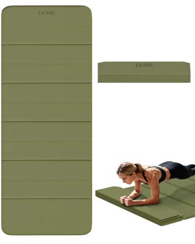 LVME Foldable Yoga Mat, Extra Thick 10mm, 76"x26"Extra Long - color: Sage Green