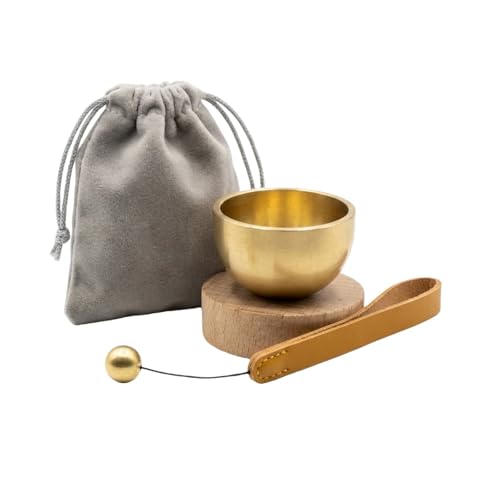 Mini Singing Bowl Set, Small Portable Brass Meditation Sound Bowl with Copper Striker Ball & Drawstring Pouch, for Yoga, Mindfulness, Relaxation, Chakra & Spiritual Gift (1.6 inch, SMALL SIZE)