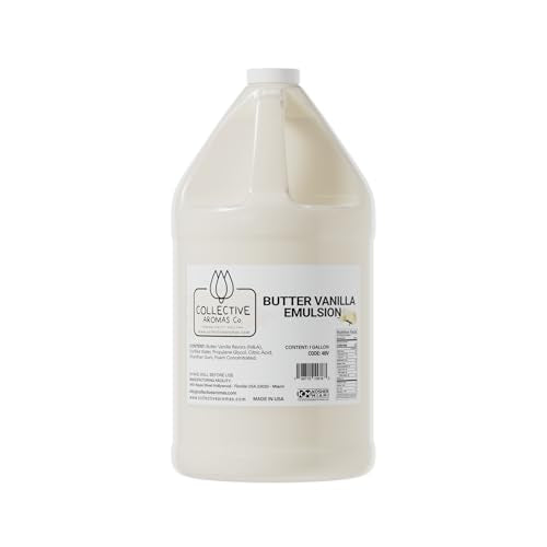 Collective Aromas Co. Butter Vanilla Emulsion for Baking, Concentrated Liquid Flavoring, Heat-Stable for Cakes, Cookies, Frosting & Desserts, 1 Gallon, Kosher, Made in USA - size: Butter Vanilla - 1 Gallon (128 fl oz)