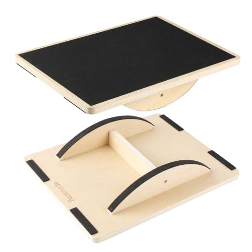 Professional Wooden Balance Board for Adults-Anti-Slip 350LBS Wobble Board for Physical Therapy Standing Desk Core Strength-Rocker Board Balancing Board - color: Classic