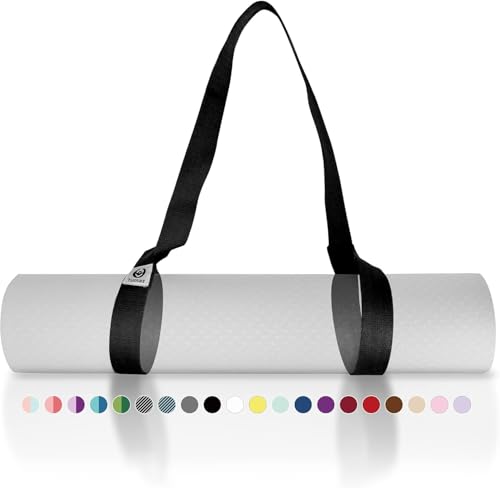 Tumaz Yoga Mat Strap Adjustable Carrier for All Yoga Mats, 2 Sizes | Extra Thick Cotton Blend |16+ colors are available | Fits Most Yoga Mats | Soft Woven Texture | Comfortable Shoulder Carry - color: 11. Just Black, size: 64 IN