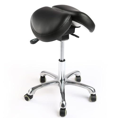 Ergonomic Saddle Stool,Split Saddle Chair, Adjustable Height Rolling Chair, 360° Swivel for Massage, Spa, Tattoo, Office - color: Saddle Stool