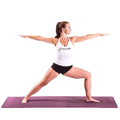 ProsourceFit Natura TPE Yoga Mat 1/4" (6mm) Thick, 72" Long, Reversible with High-Density Cushion & Non-slip Texture, Eco-conscious & Hygienic - color: Purple/Pink