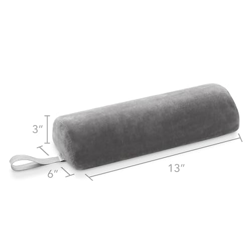 Saloniture Half Round Neck Massage Table Bolster Pillow Pad - 13 x 6 x 3 Inch - Gray Velour - color: Gray