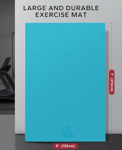 HAPBEAR Large Exercise Mat-6'x4'/7'x5'/6'x8'/6'x9'/6'x10'/6'x12'x 1/3"(8mm) - color: Lake Blue-High Density 7'×5'×⅓"