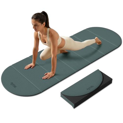 WeiLa Foldable Yoga Mat,10mm Extra Thick,Extra Long (75"x26") for Women&Men - color: Dark Green & Black