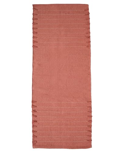 Indian Handmade 100% Organic Cotton Yoga Mat, Hand Woven Rug, Yoga Mat For Everyday Fitness at Home Comfortable Foldable Long Mat - color: Peach