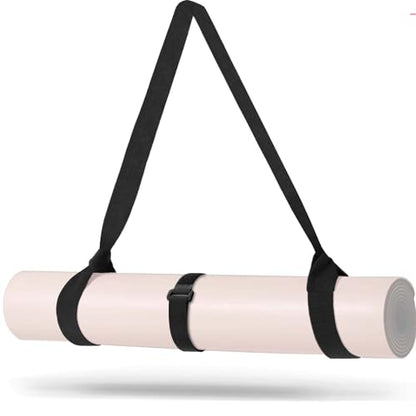 Yoga Mat Carrier Strap - Adjustable Thick and Wide Strap for Carrying Mat or Stretching - color: Black