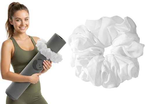 Slim Panda Yoga Mat Scrunchie,Style & Cute Mat Holder,Stretchable Velvet Fabric Fit All Standard Yoga Mats (mat not included) - color: White