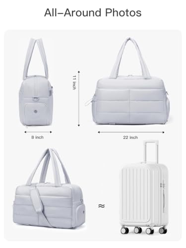 Gitus Travel Duffle Bag for Women Puffer Weekender Bags Carry on Gym Bag - color: Lightgrey
