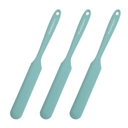3pcs Silicone Jar Spatulas 10in Long Skinny Heat-Resistant, Narrow Spatula Set for Scraping Peanut Butter, Sourdough, Jam in Small Containers, Blenders & Baking (Green) - color: Green