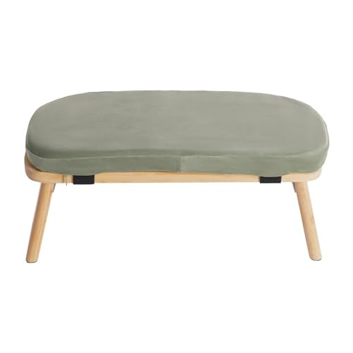 Meditation Bench, Folding Yoga Kneeling Stool, Portable Bamboo Prayer Cushion, Japanese Floor Chair (Green) - color: Green