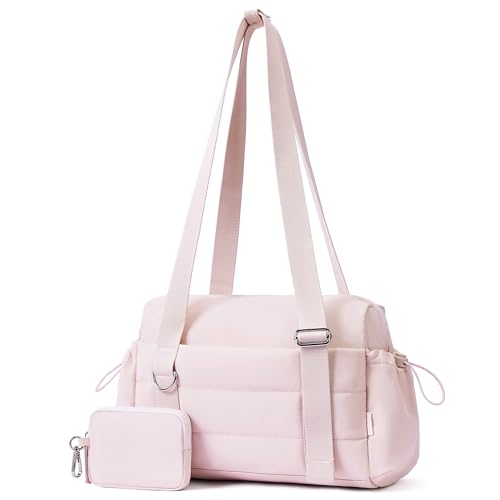 ROULENS Small Gym Bag for Women 2 Set Mini Gym Duffle Bag with Wet Compartment and Coin Wallet, Gym Tote Bag for Workout/Sport/Travel - color: Pink