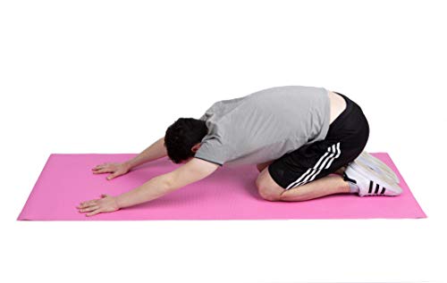 Mind Reader All Purpose Extra Thick Yoga Mat Fitness & Exercise Mats with Carrying Strap, High Density Anti-Tear, Red