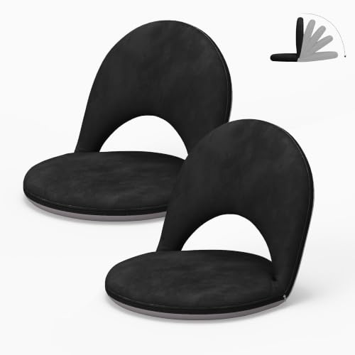 2Pcs Floor Chair with Adjustable Back Support for Kids and Adults - color: Black-2 Pcs
