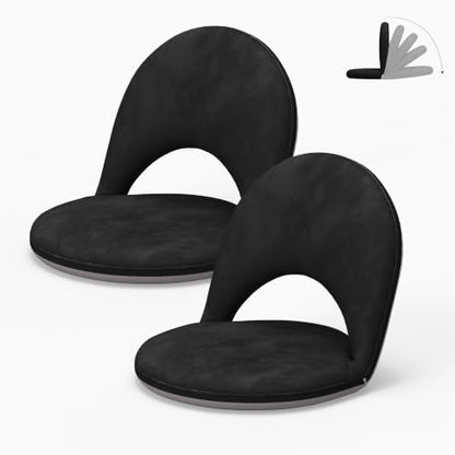 2Pcs Floor Chair with Adjustable Back Support for Kids and Adults - color: Black-2 Pcs