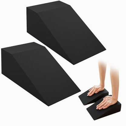 2 Pack Squat Wedge Blocks for Heel Elevated Squats, Slant Board for Calf Stretching and Ankle Mobility, Non Slip Squat Ramp for Weightlifting, Deadlifts, Balance Training, Home Gym Leg Exercise Equipment