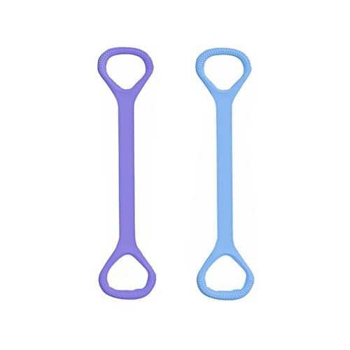 2-Pack Figure 8 Resistance Band TPR Pull Strap for Upper Body Stretching and Exercise - color: Purple Blue