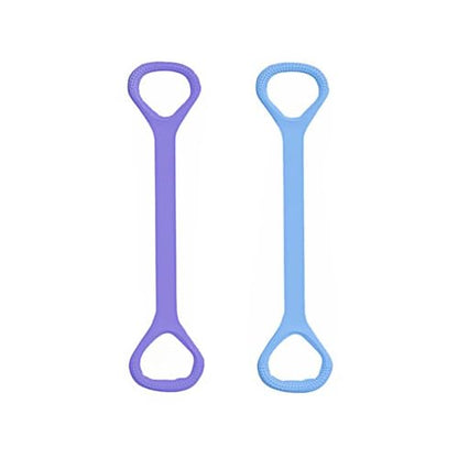 2-Pack Figure 8 Resistance Band TPR Pull Strap for Upper Body Stretching and Exercise - color: Purple Blue