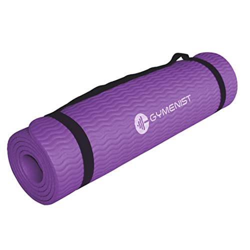 GYMENIST Thick Exercise Yoga Floor Mat Nbr 24 X 71 Inches, Great for Camping Cardio Workout Pilates Gymnastics - color: Purple