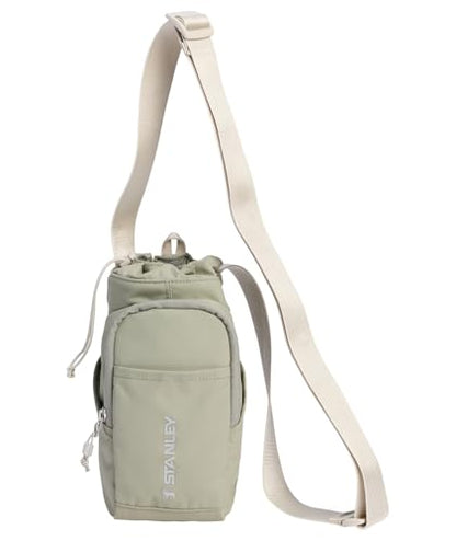 STANLEY Vitalize Carry-All Bag | Bottle Holder with Drawstring Cinch | Adjustable Shoulder Strap | Zippered Valuables Pocket | Durable Recycled Fabric | Sage Grey - color: Sage Grey, size: Carry-All