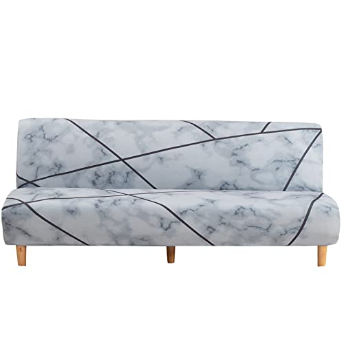 MIFXIN Armless Sofa Cover Futon Slipcover Stretch Elastic Folding Sofa Bed Non-Armrest Couch Furniture Protector Spandex Printed Washable Sofa Cover Without Armrest (Silver Grey) - color: Silver Grey