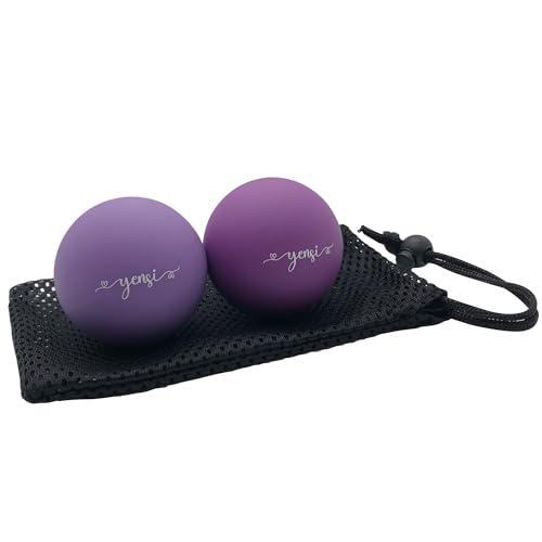 Silicone Massage Lacrosse Balls for Trigger Point Therapy, Muscle Knots, and Physical Therapy. Set of 2 Balls with Carrying Bag. Latex-Free. Ideal for Deep Tissue Massage and Myofascial Release - color: Purple Haze