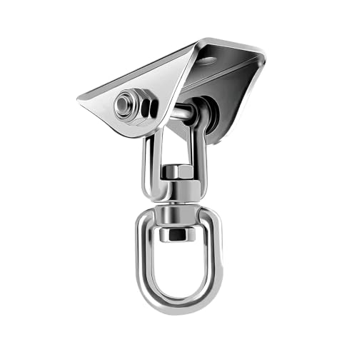 Hammock Hanging Kit, Stainless Steel Hammock Hooks Heavy Duty Hardware 360°Rotating 1300 lb Capacity Swing Ceiling Hook Snap for Hanging Chair Stand,Seat, Tree,Yoga,Gym, Porch(1, Silver) - color: Silver