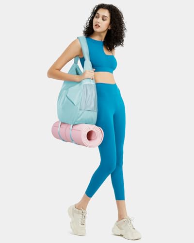 Ceneda Large Gym Bag for Women with Hidden Yoga Mat Holder & Shoe Compartment & Wet Pocket, Sports Duffle Bag for Travel - color: Mint Green