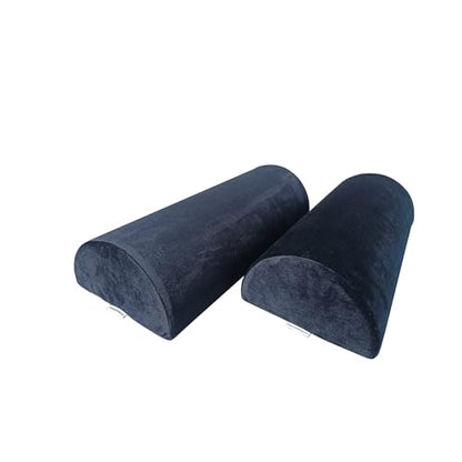 2 Pack Half Moon Bolster Pillow for Legs, Knees, Lower Back.Semi Roll Round Pillow for Ankle and Foot Comfort, Head Neck Spine Hip Pain Relief,Machine Washable Cover - color: Black-2 Pack