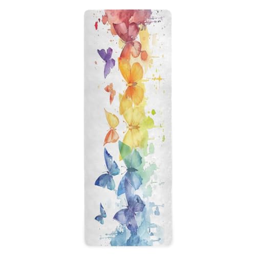Dragonfly Painting Yoga Mat Non-Slip Fitness Mat for Pilates, Workout & Home Gym, 71x26 Inch Yoga Mats for Enhanced Yoga Practice - color: A02