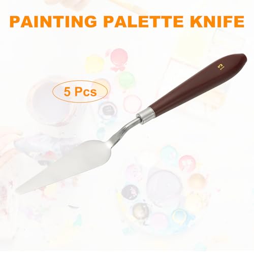 HARFINGTON 5pcs Palette Knife Painting Tool 3.35" x 0.94" Stainless Steel Art Spatula Pallet Knives Scrapers Tools with Plastic Handle for Acrylic Oil Canvas Mixing Spreading, Red/Silver - size: 3.35" x 0.94"