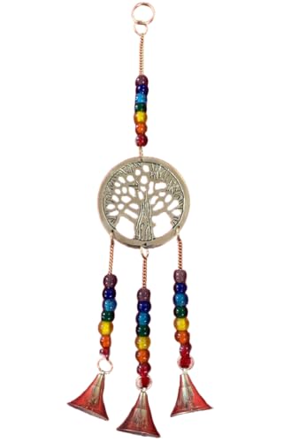 Indian Consigners Small Witchcraft Altar Brass Wind Chime Bell Home Decor Alter Hanging (Tree of Life Bell)