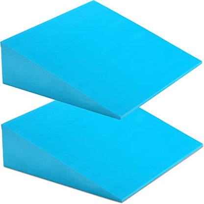 DEAYOU 2 Pack Yoga Foam Wedge, 13" EVA Foam Calf Stretch Slant Board for Lower Leg Strength Improve, Squat Wedge Incline Block for Workout, Exercise, Heel, Foot, Knee Pad, Wrist Back Support (Blue)