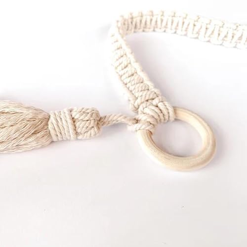 Mollensiuer 1Pc Adjustable Handwoven Yoga Mat Strap, Cotton, Beige, Fabric, Simple Style