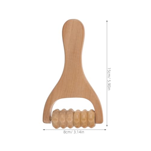 LALAFINA 4Pcs Wooden Massager Rollers Handheld Bead Rollers Lymphatic Acupressure Massage Tool for Men Women Foot, Legs, Arms, Light Brown