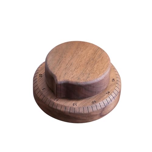 Walnut Wood Kitchen Timer – 60 Minute Mechanical Countdown, Wooden Cooking Timer for Baking, Study & Home (8cm)