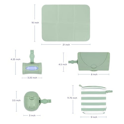 Ubbi On-the-Go Diapering Gift Set, Sage - size: 16 x 21 Inch, style: Sage Diaper Gift Set