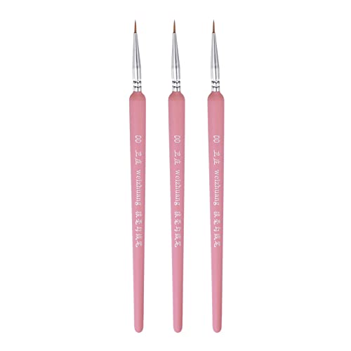 HARFINGTON 3pcs Detail Paint Brushes 7mm Pointed Tip 185mm Length Nylon Hair Miniature Painting Brush for Watercolor Oil Acrylic Painting(00#), Pink - color: Pink, size: 00# 7mm
