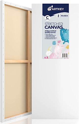 Stretched Canvases for Painting 16x40 Inch 2-Pack, 12.3 oz Triple Primed Acid-Free 100% Cotton Long Blank Canvas, Large Art Canvases for Oil Paint Acrylics Pouring & Wet Art Media, Pour Painting - size: 16"x40"(2-Pack), style: Studio