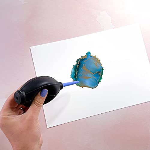 Gold and Silver Alcohol Inks(.5oz) with Ink Air Blower - .5oz Metallic Alcohol Pigment Resin Dye, Alcohol Inks for Epoxy Resin - Mini Craft Air Blower for Card Making, Embossing, Inks, etc