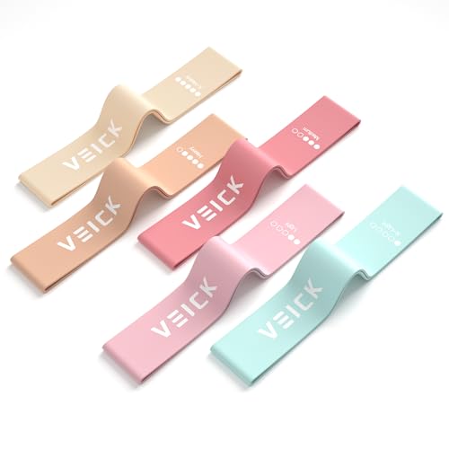 VEICK 5-Level Resistance Loop Bands Set for Strength Training & Pilates - color: Light Pink