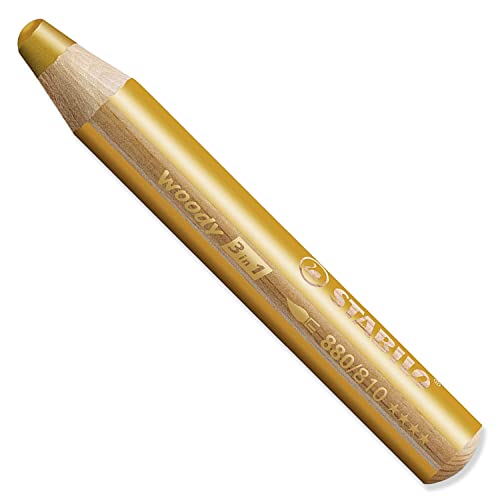 STABILO Multi-talented Pencil woody 3-in-1 - Pack of 2 Pencils - Gold & Silver