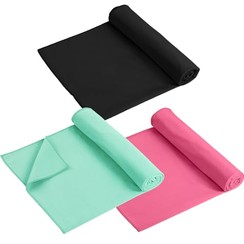 Breling 3 Pack 26"x73" Hot Yoga Mat Towel Pack Non-Slip Yoga Mat Gym Sweat Absorbent Microfiber Towel for Pilates Workout Women Men - color: Black,green, Red