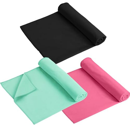 Breling 3 Pack 26"x73" Hot Yoga Mat Towel Pack Non-Slip Yoga Mat Gym Sweat Absorbent Microfiber Towel for Pilates Workout Women Men - color: Black,green, Red